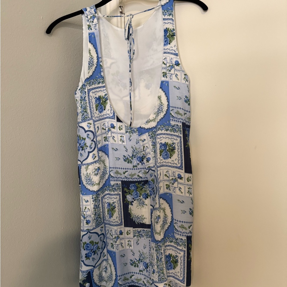 Abercrombie & Fitch Blue and White Patchwork mini Dress - Picture 2 of 3